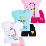 Kuchipoo Girls Regular Fit Cotton T-Shirts and Shorts Set