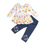 Visit the HIKUJ Store HIKUJ Baby Girls Top Denim Pant kids top bottom set | combo set | for kids baby girls |Dress type top and leggings type pant set |Polycotton |child clothing set