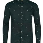 Charade Dark Green Jacquard Buta Textured Premium Cotton Shirt