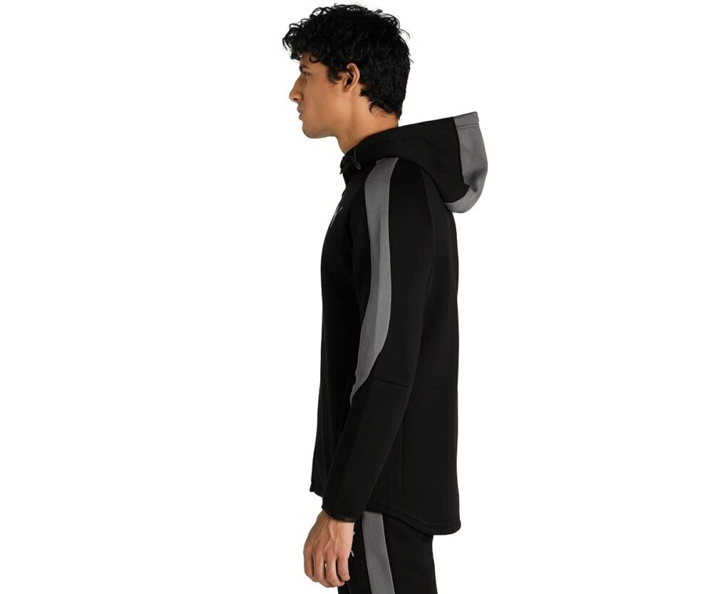 Puma Men's Cotton Printed A-Line Coat (84991501_Black_XL), Fitted, Hoodie Neck - Image 6