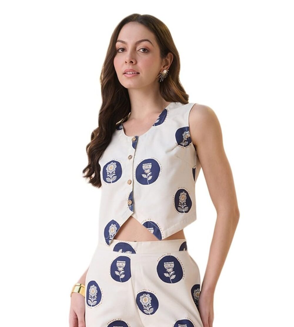 Stylum Women's Floral Printed Cotton Flex Peplum Top (TOPNAVYBOMB_Navy) - Image 7