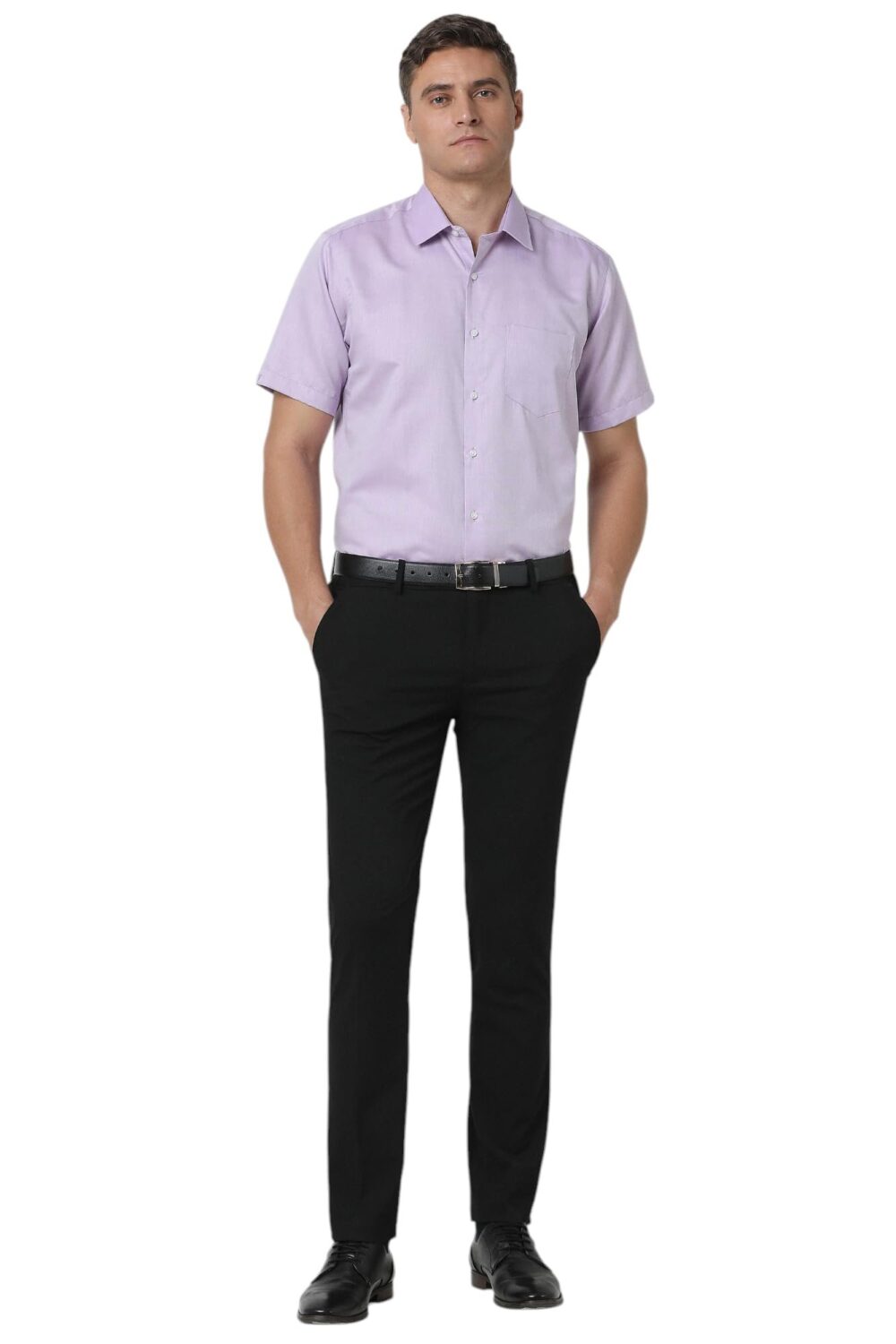 Van Heusen Men's Solid Regular Fit Formal Shirt (VHSH1M76831_Purple 44) - Image 2