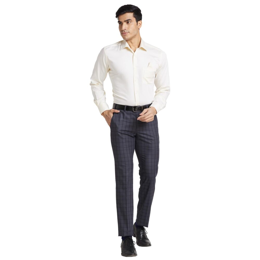 Park Avenue Men's Luxus Fit Structure Pattern Pure Cotton Narrow Collar Full Sleeve Formal Shirt (Size: 44)-PMSA17363-W1 White - Image 5