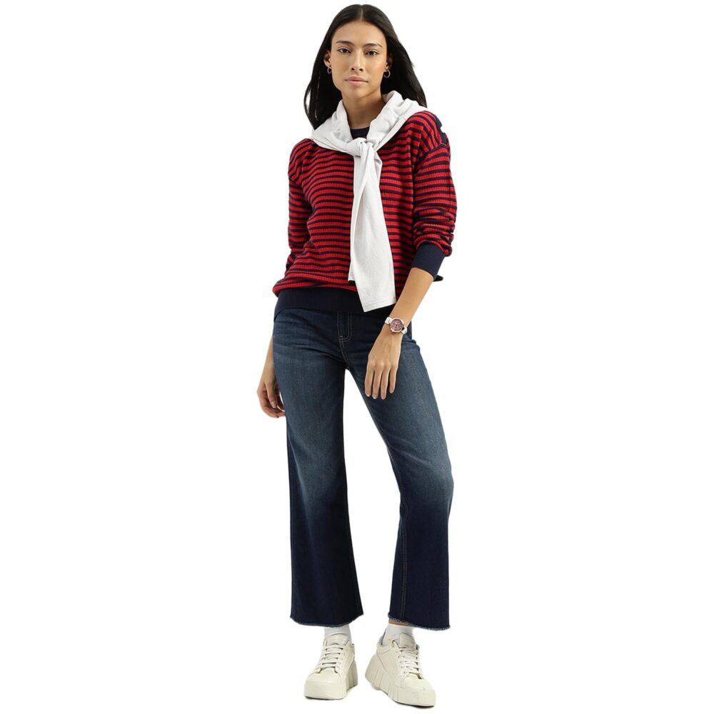 United Colors of Benetton Round Neck Striped Top (Size: L)-24A135WE10B1G6B6 Red - Image 3