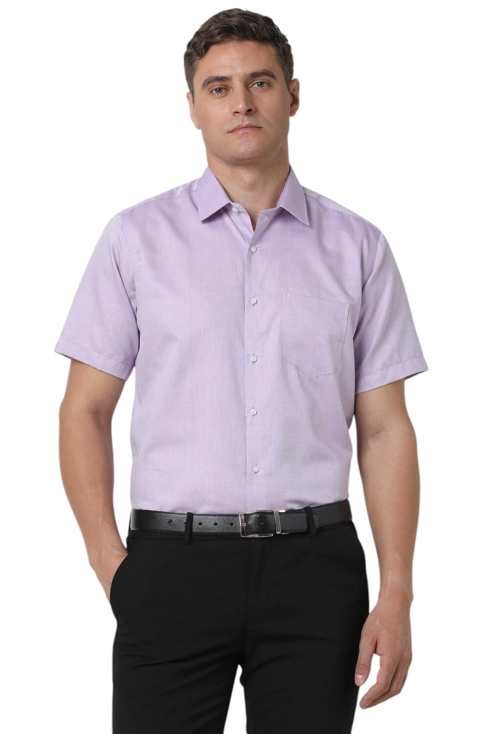 Van Heusen Men's Solid Regular Fit Formal Shirt (VHSH1M76831_Purple 44)