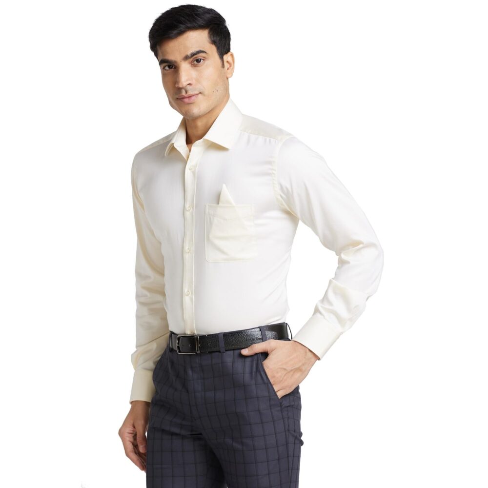 Park Avenue Men's Luxus Fit Structure Pattern Pure Cotton Narrow Collar Full Sleeve Formal Shirt (Size: 44)-PMSA17363-W1 White - Image 7