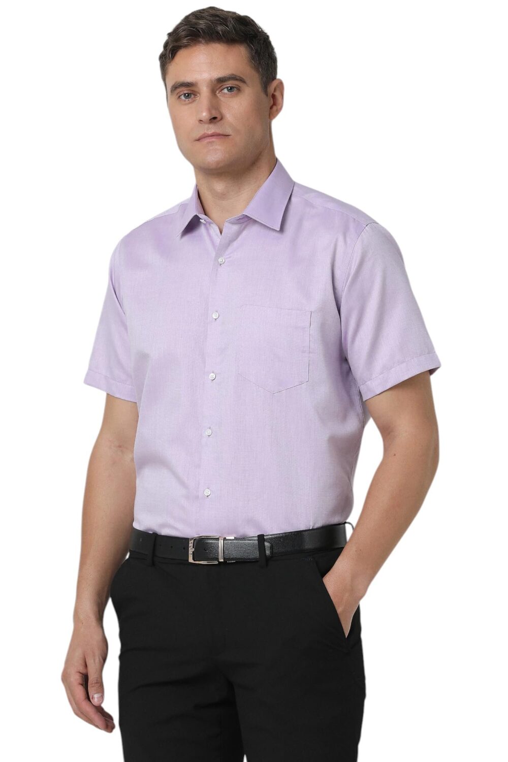 Van Heusen Men's Solid Regular Fit Formal Shirt (VHSH1M76831_Purple 44) - Image 5