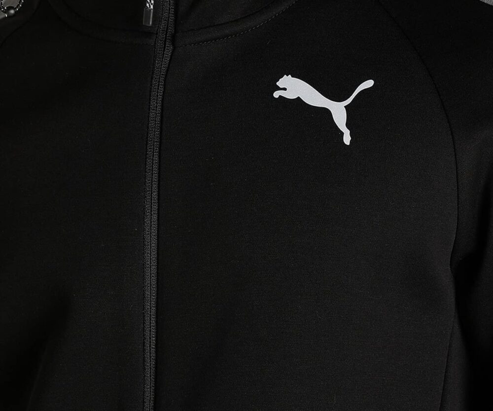 Puma Men's Cotton Printed A-Line Coat (84991501_Black_XL), Fitted, Hoodie Neck - Image 3