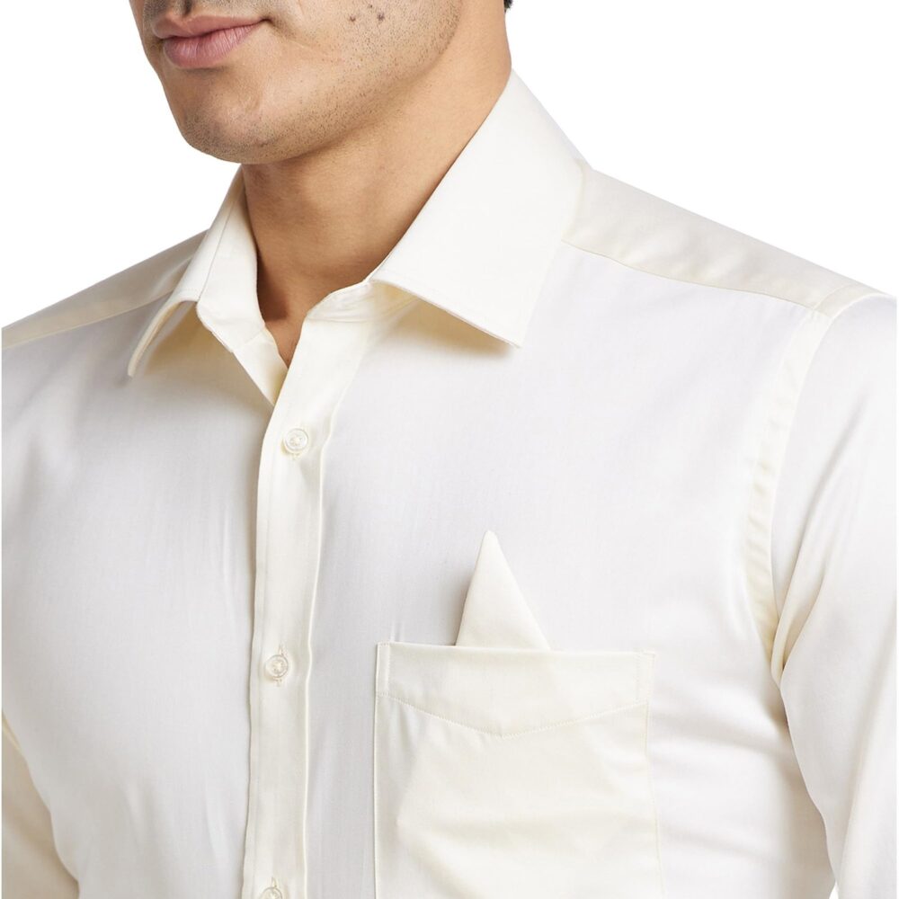 Park Avenue Men's Luxus Fit Structure Pattern Pure Cotton Narrow Collar Full Sleeve Formal Shirt (Size: 44)-PMSA17363-W1 White - Image 4