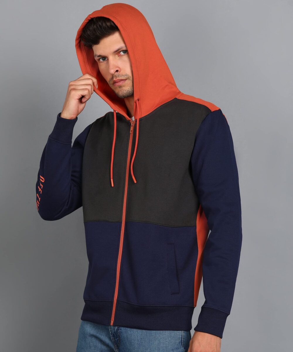 Alan Jones Clothing Men's Cotton Blend Hooded Neck Regular Fit Sweatshirt(AW22-MS03-NAVY-S_Navy, Burnt Orange_S) - Image 6