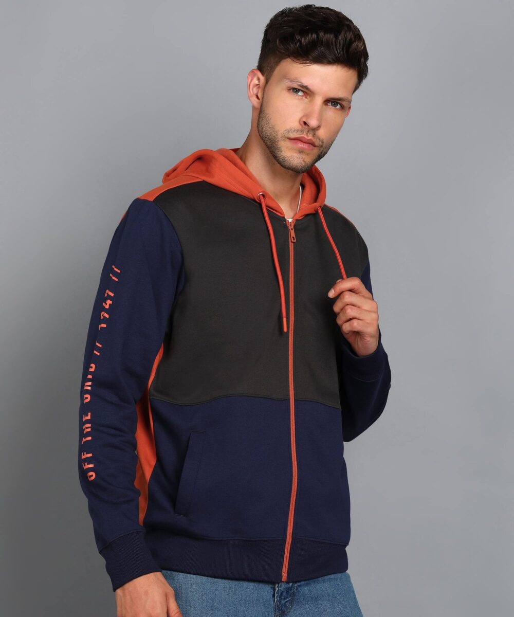 Alan Jones Clothing Men's Cotton Blend Hooded Neck Regular Fit Sweatshirt(AW22-MS03-NAVY-S_Navy, Burnt Orange_S) - Image 7