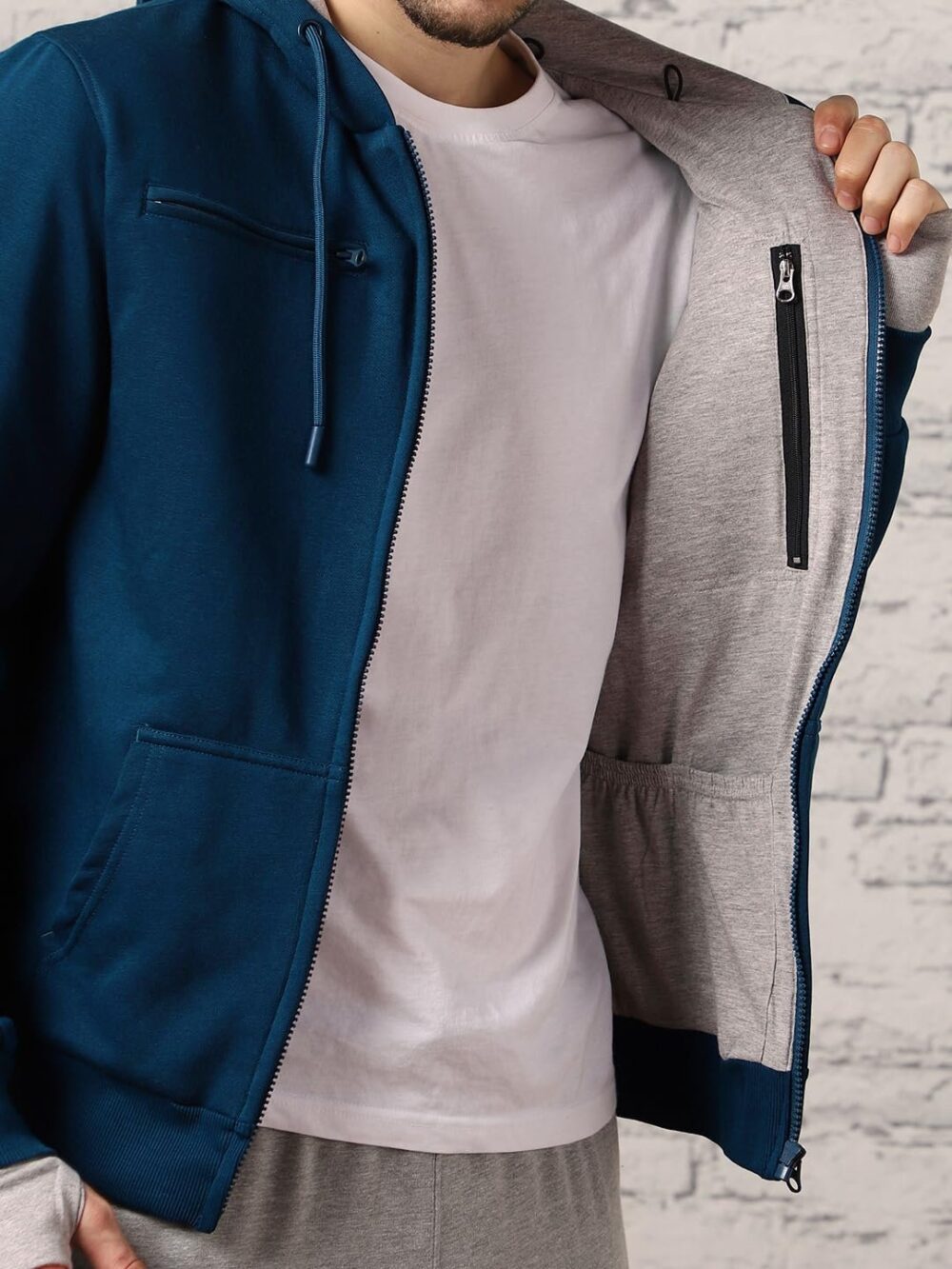 NOBERO Unisex-Adult Cotton Regular Neck Hooded Sweatshirt (1M-TWZP-R0002_Navy Blue_L) - Image 6