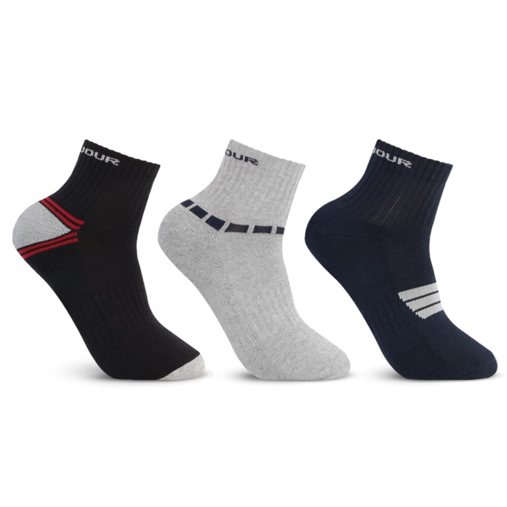 Bonjour Men's Performance Cushioned socks | Ankle length Sports socks for men's - PO3